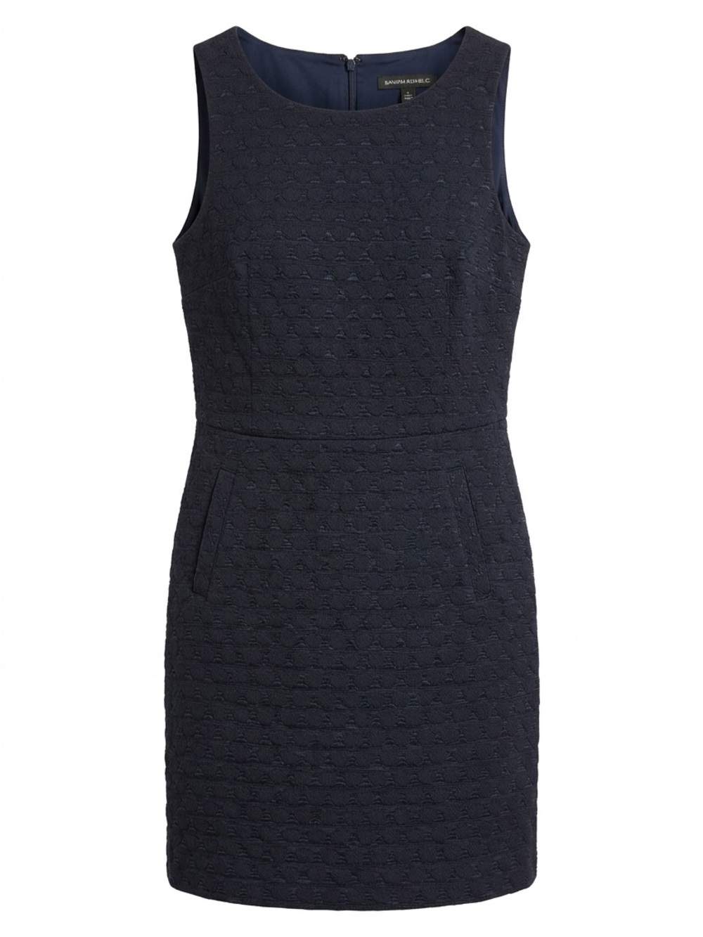 Banana Republic Navy Textured Sleeveless Sheath Dress